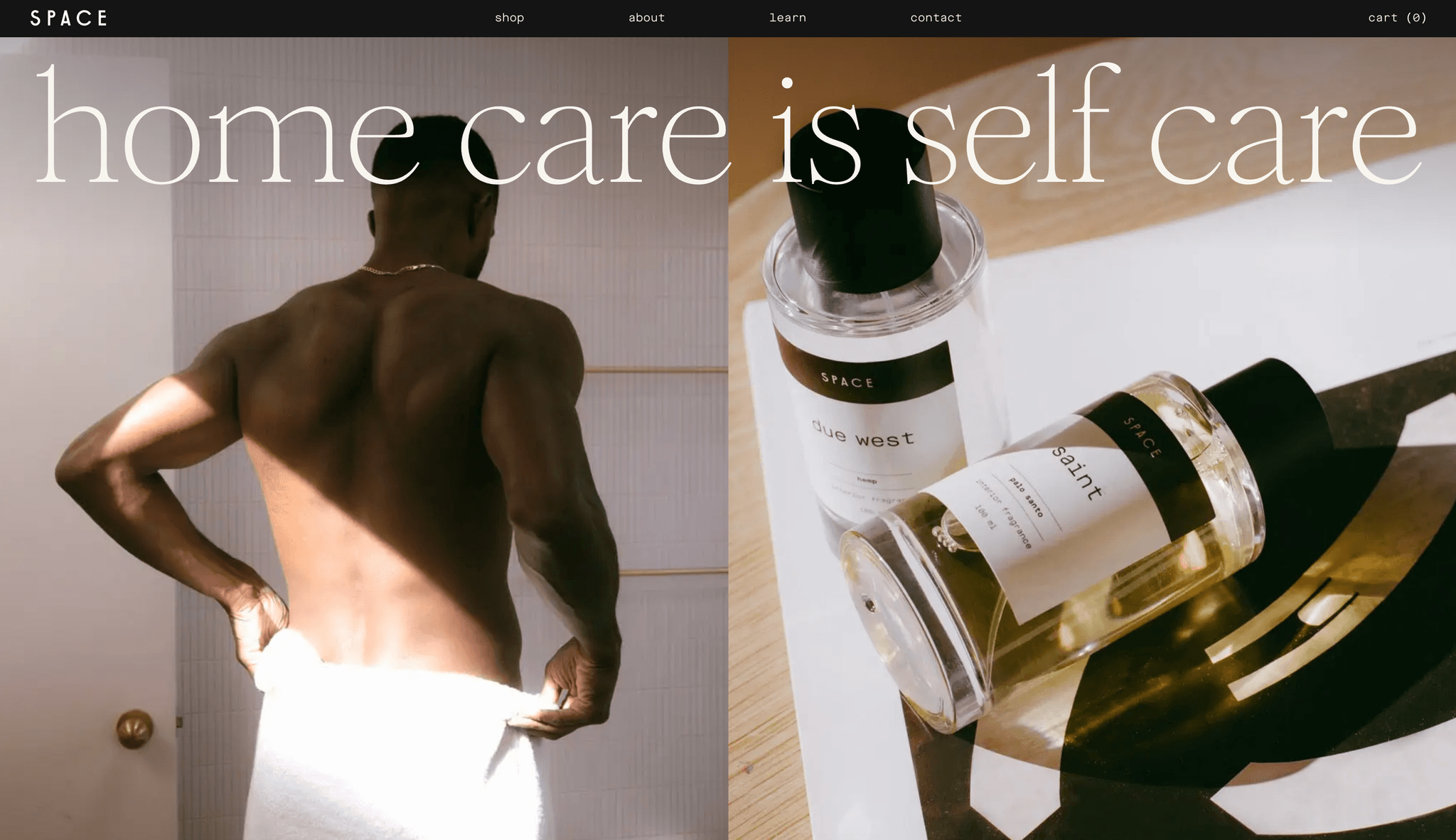 A photo of a split screen showing the Space homepage